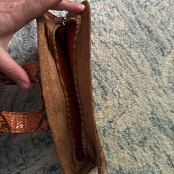 Snake skin, leather and suede zipper snap wallet clutch - Picture 3 of 4